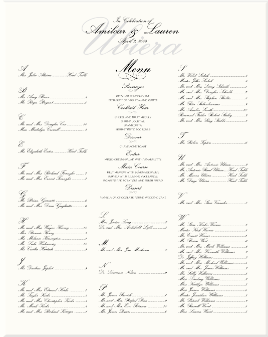 Exmouth Monogram Wedding Seating ChartsWedding Reception Seating